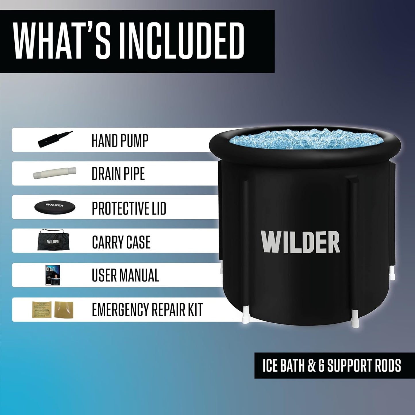 Wilder XL Cold Plunge Tub – 86 Gallon Triple-Insulated Portable Ice Bath for Recovery