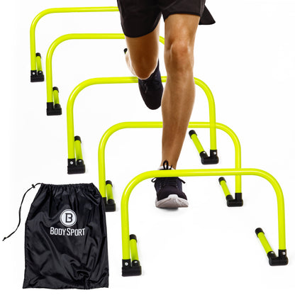 Adjustable Speed Training Hurdles – Set of 5 | Agility & Jump Training Equipment for Soccer, Track & Field, Basketball & More (Up to 19")