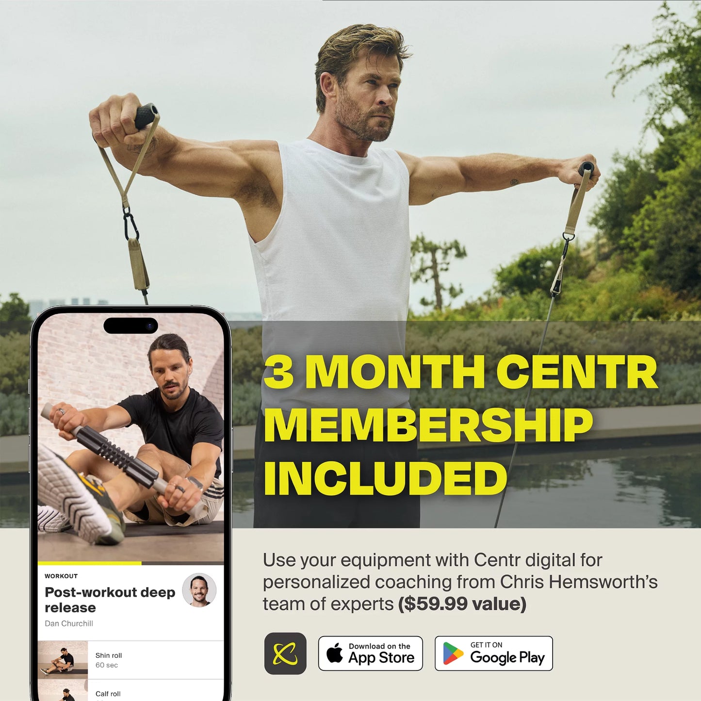 Chris Hemsworth Recovery Kit, Targets Sore Muscles, 6-Piece Set with 3-Month  Membership