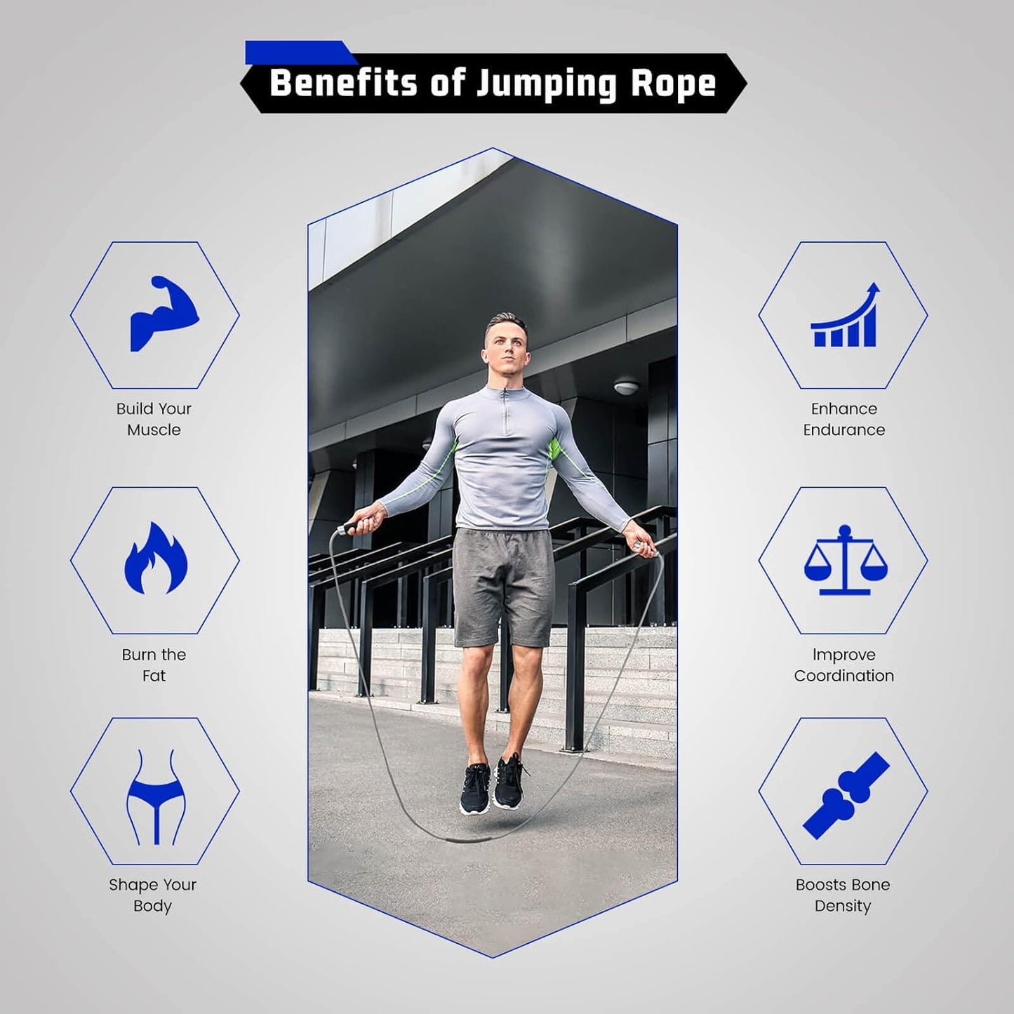 VOXLOVA Weighted Jump Rope – 1LB Heavy Jump Rope for Men & Women | Adjustable 9MM Rope with Non-Slip Aluminum Handles | Cardio, HIIT & Fitness Training