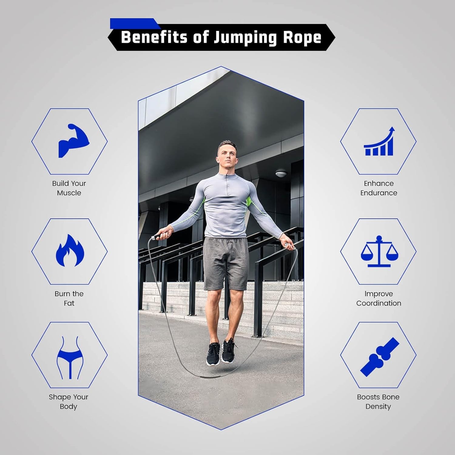 VOXLOVA Weighted Jump Rope – 1LB Heavy Jump Rope for Men & Women | Adjustable 9MM Rope with Non-Slip Aluminum Handles | Cardio, HIIT & Fitness Training