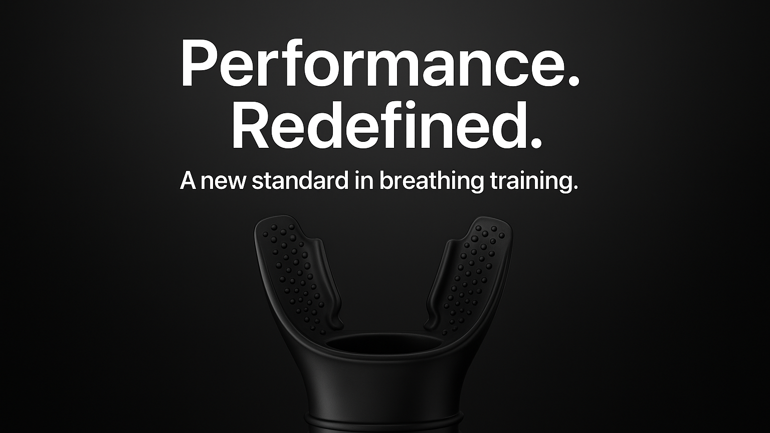 Black mouthpiece with 'Performance. Redefined.' text on a black background