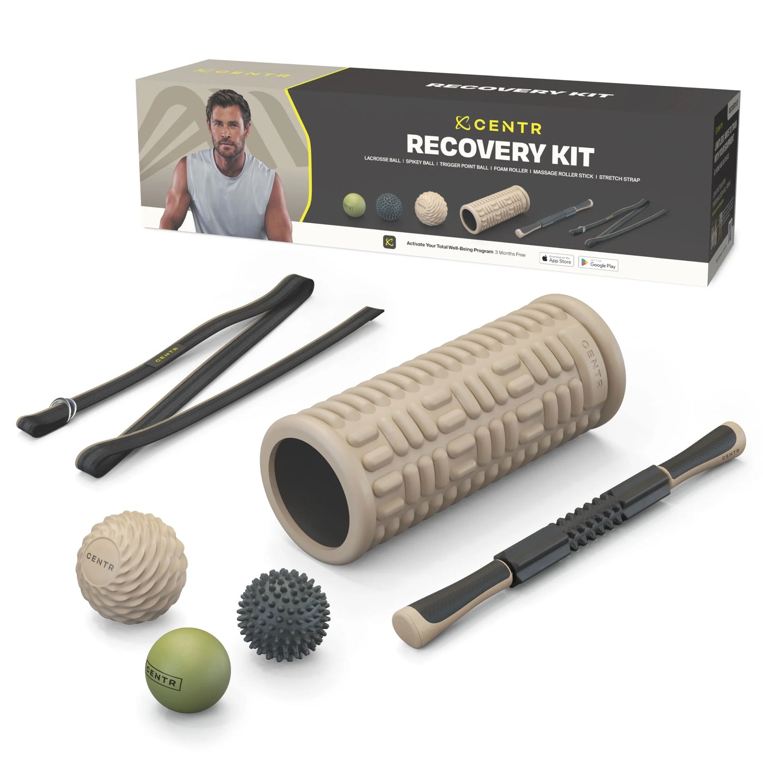 Chris Hemsworth Recovery Kit, Targets Sore Muscles, 6-Piece Set with 3-Month  Membership